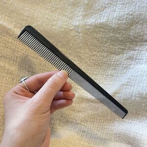Ace Genuine Hard Rubber Pocket Comb Black USA‎ Vintage Hairdresser Barber 7"